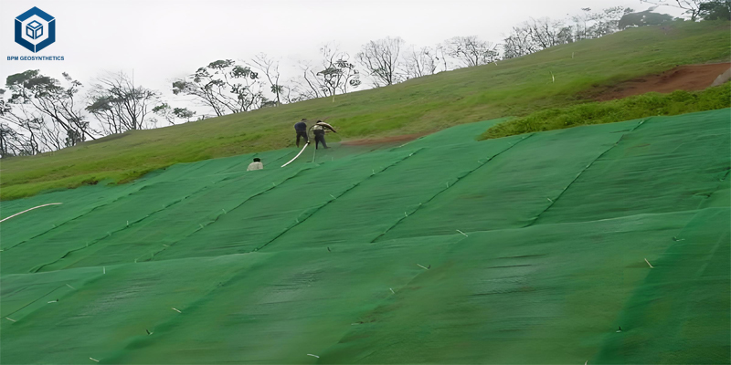 河川岸の侵食防止ジオマット 河川岸の侵食防止ジオマット
