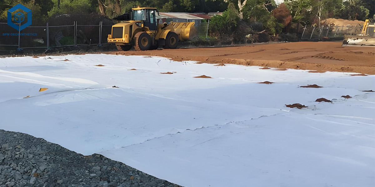 Tecido geotêxtil sob cascalho para estabilização do solo Tecido geotêxtil sob cascalho para estabilização do solo