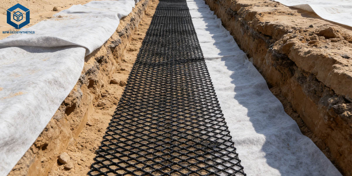 Геосетка из полиэтилена высокой плотности (HDPE) для дренажа фундамента. Геосетка из полиэтилена высокой плотности (HDPE) для дренажа фундамента.