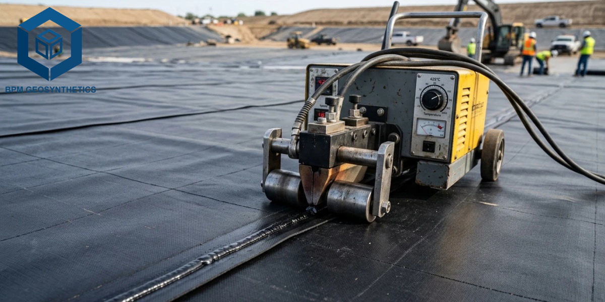 HDPE Geomembrane Welding Machine for Heap Leach and Tailings Pond HDPE Geomembrane Welding Machine for Heap Leach and Tailings Pond