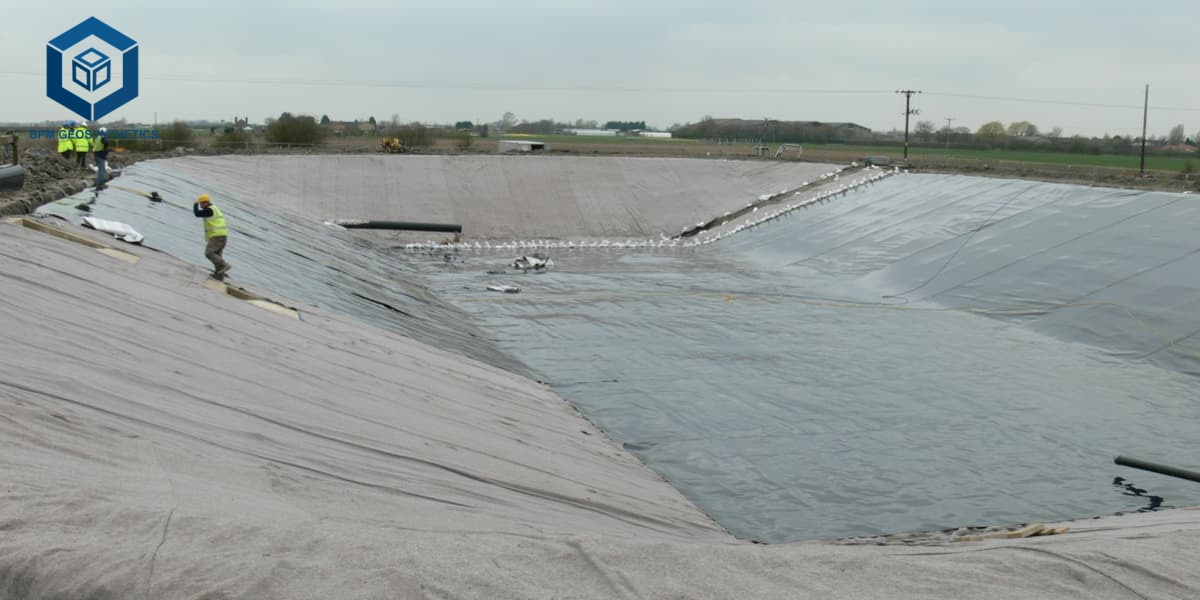 Feuille de géomembrane pour l'installation de revêtements de décharge