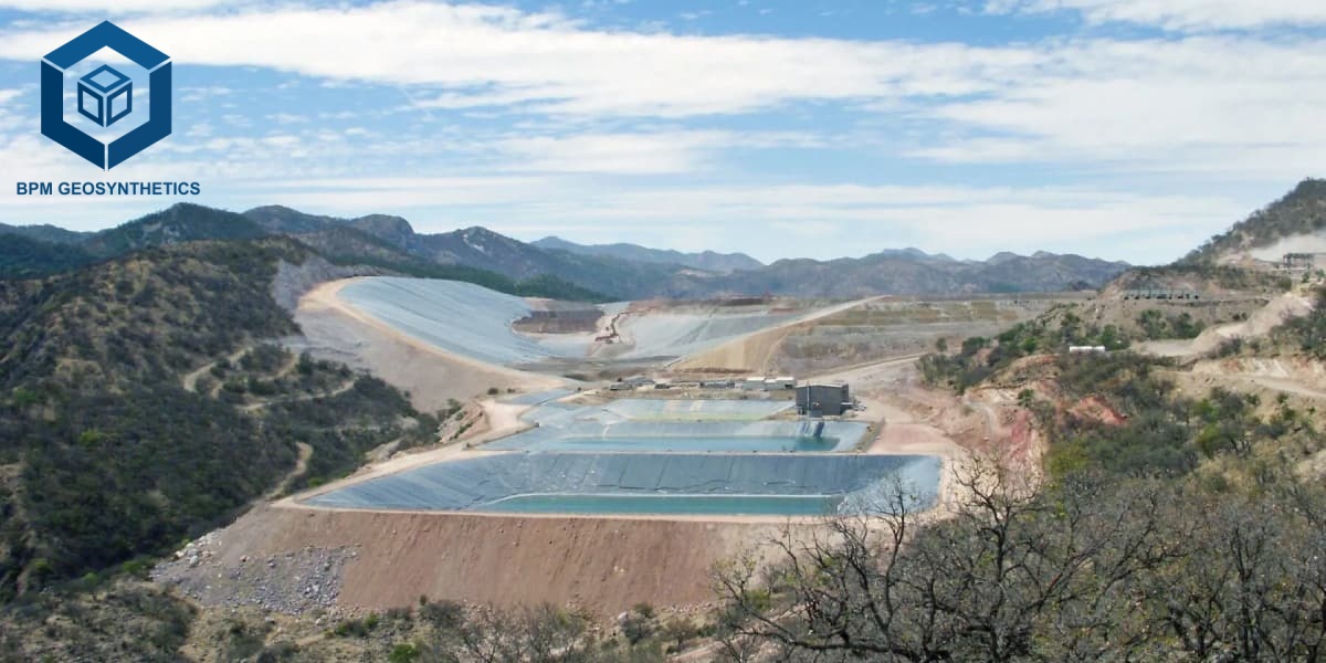 Geomembrana HDPE mineraria da 1,5 mm per il contenimento di bacini di decantazione